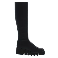 Lamese Black Italian Lycra Wavesole Wedge Heel Boots