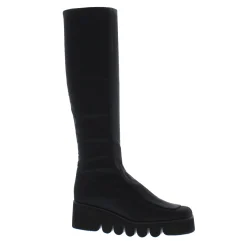 Lamese Black Italian Lycra Wavesole Wedge Heel Boots