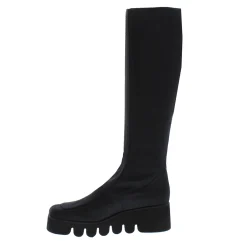 Lamese Black Italian Lycra Wavesole Wedge Heel Boots