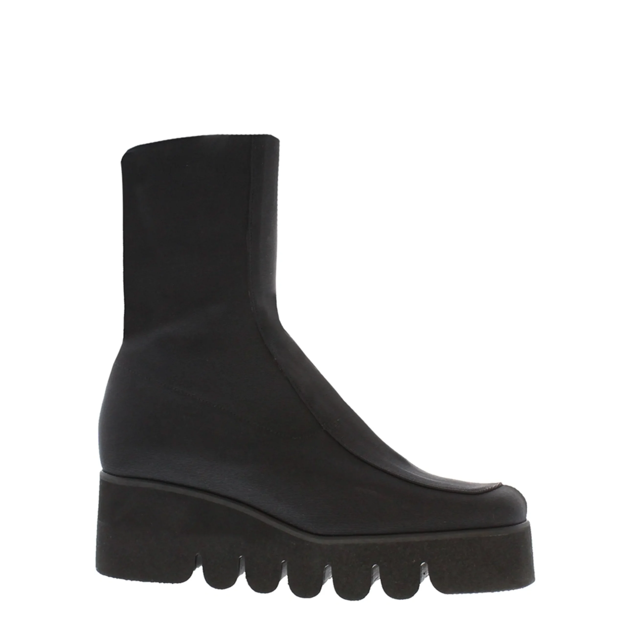 Lanna Black Italian Lycra Wavesole Wedge Heel Ankle Boots