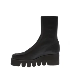 Lanna Black Italian Lycra Wavesole Wedge Heel Ankle Boots