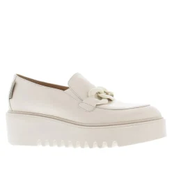 Lizi Italian Off White Chain Wedge Loafers