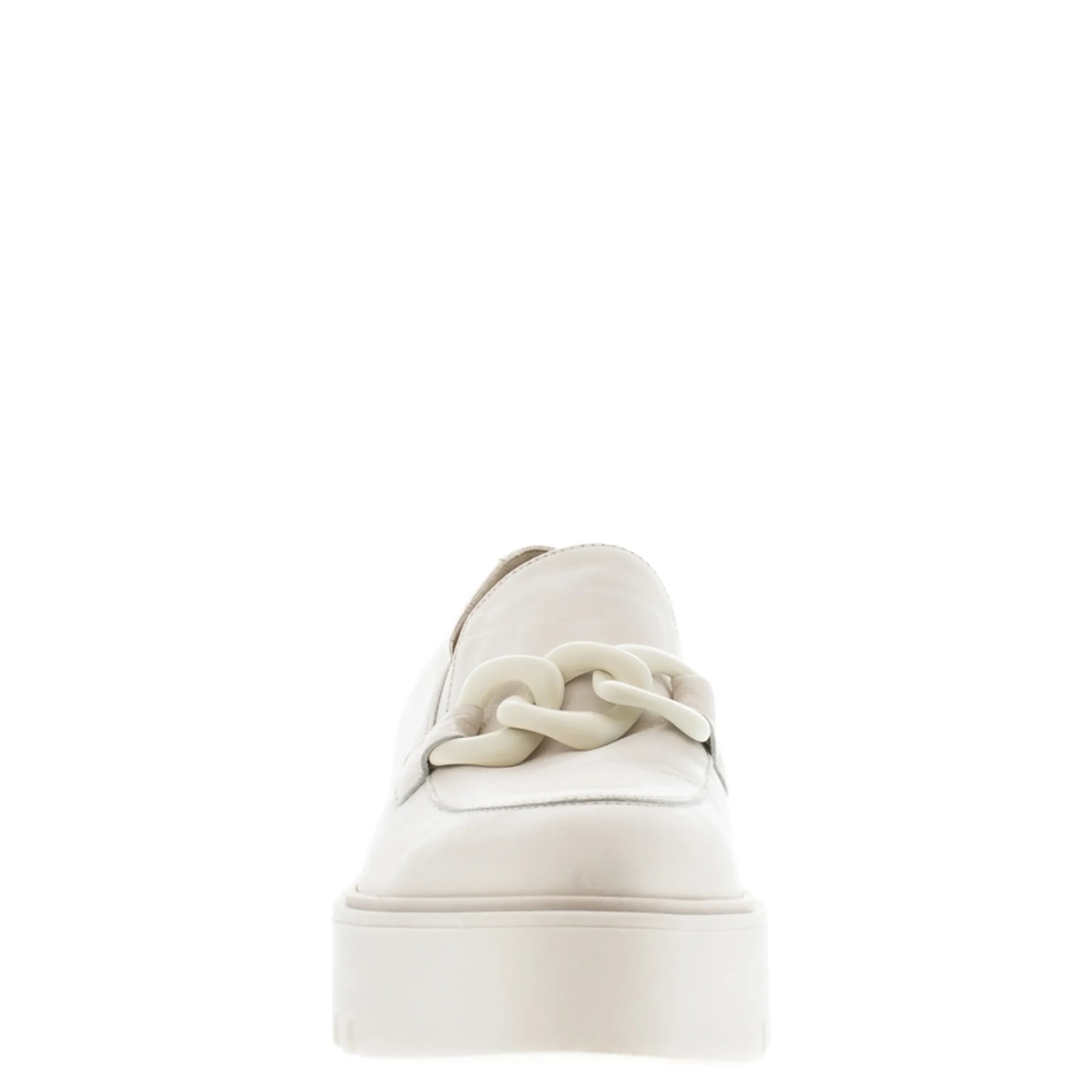 Lizi Italian Off White Chain Wedge Loafers