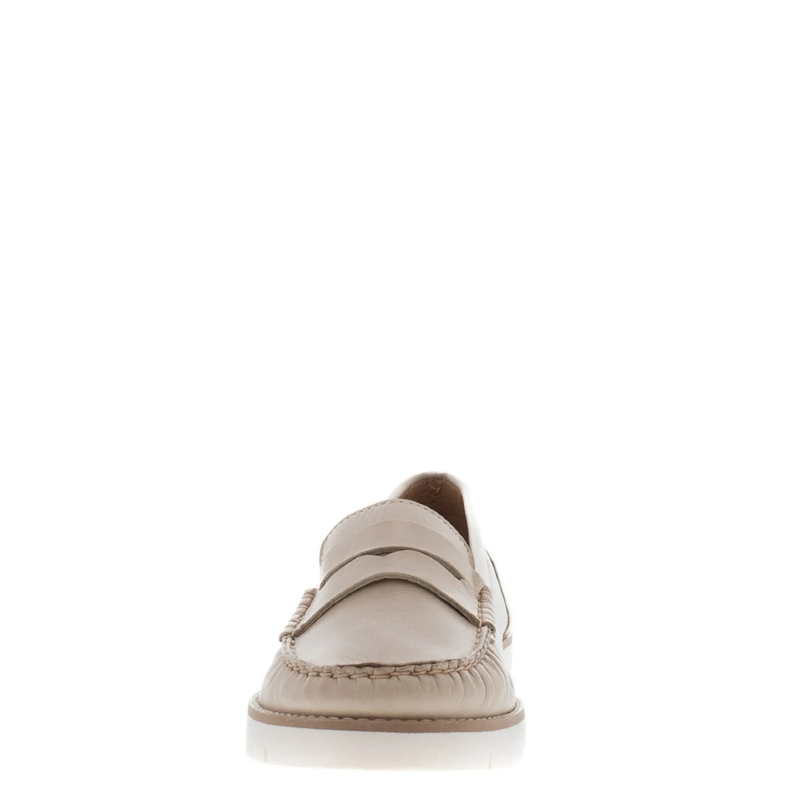 Lucentia Beige Leather Wedge Loafers