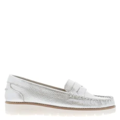 Lucentia Silver Leather Wedge Loafers