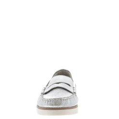 Lucentia Silver Leather Wedge Loafers