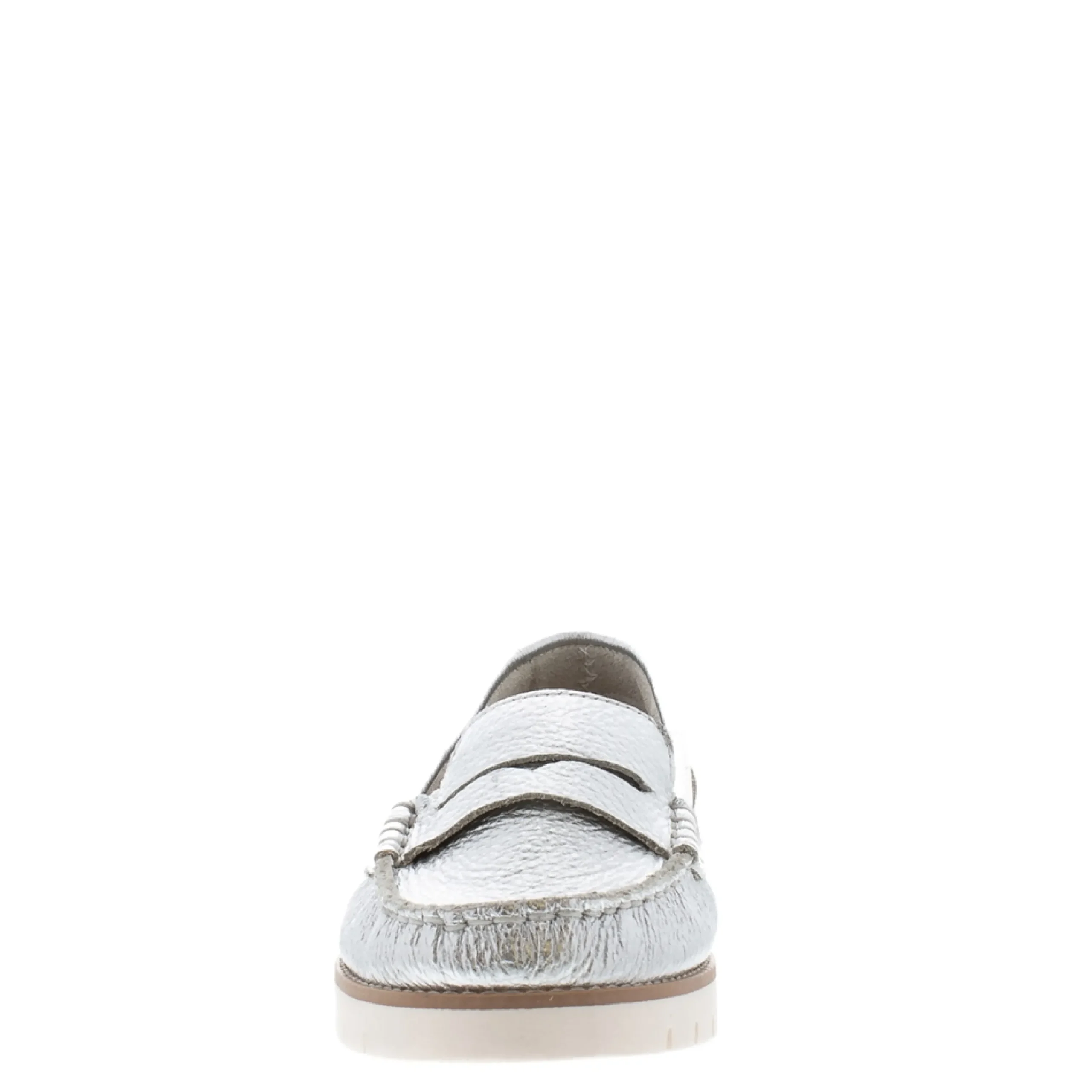 Lucentia Silver Leather Wedge Loafers