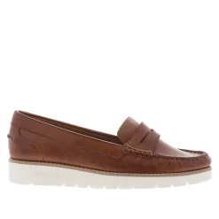 Lucentia Tan Leather Wedge Loafers