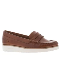 Lucentia Tan Leather Wedge Loafers