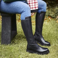 Luka Black Leather Knee High Boots