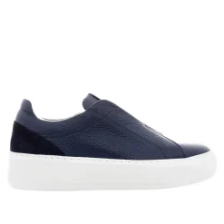 Mabel Navy Leather Trainers