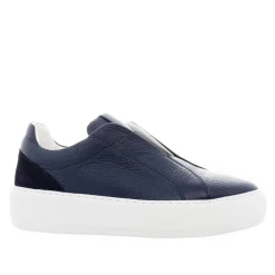 Mabel Navy Leather Trainers