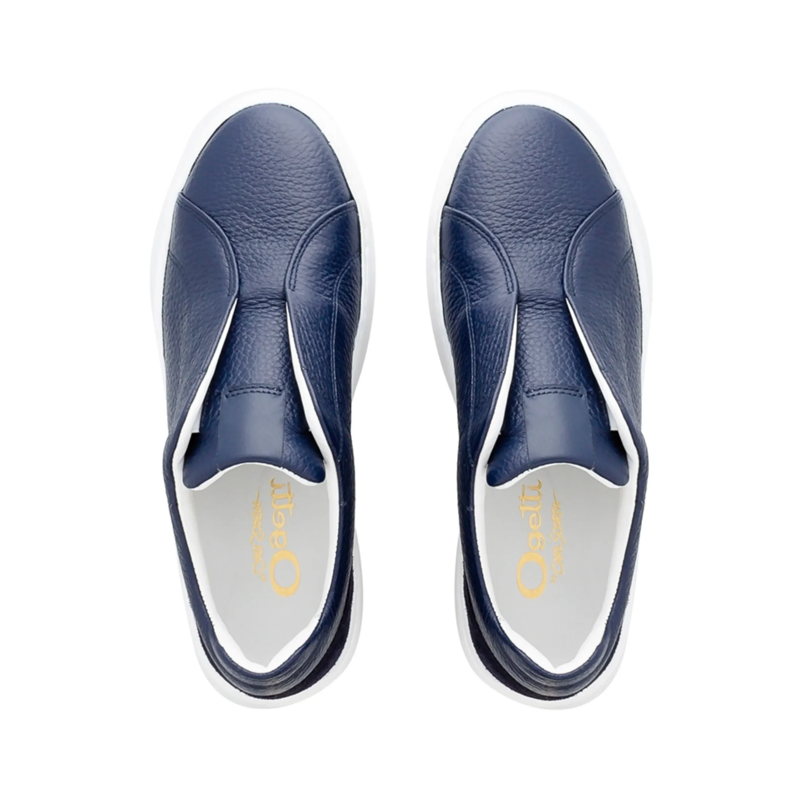 Mabel Navy Leather Trainers
