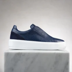 Mabel Navy Leather Trainers