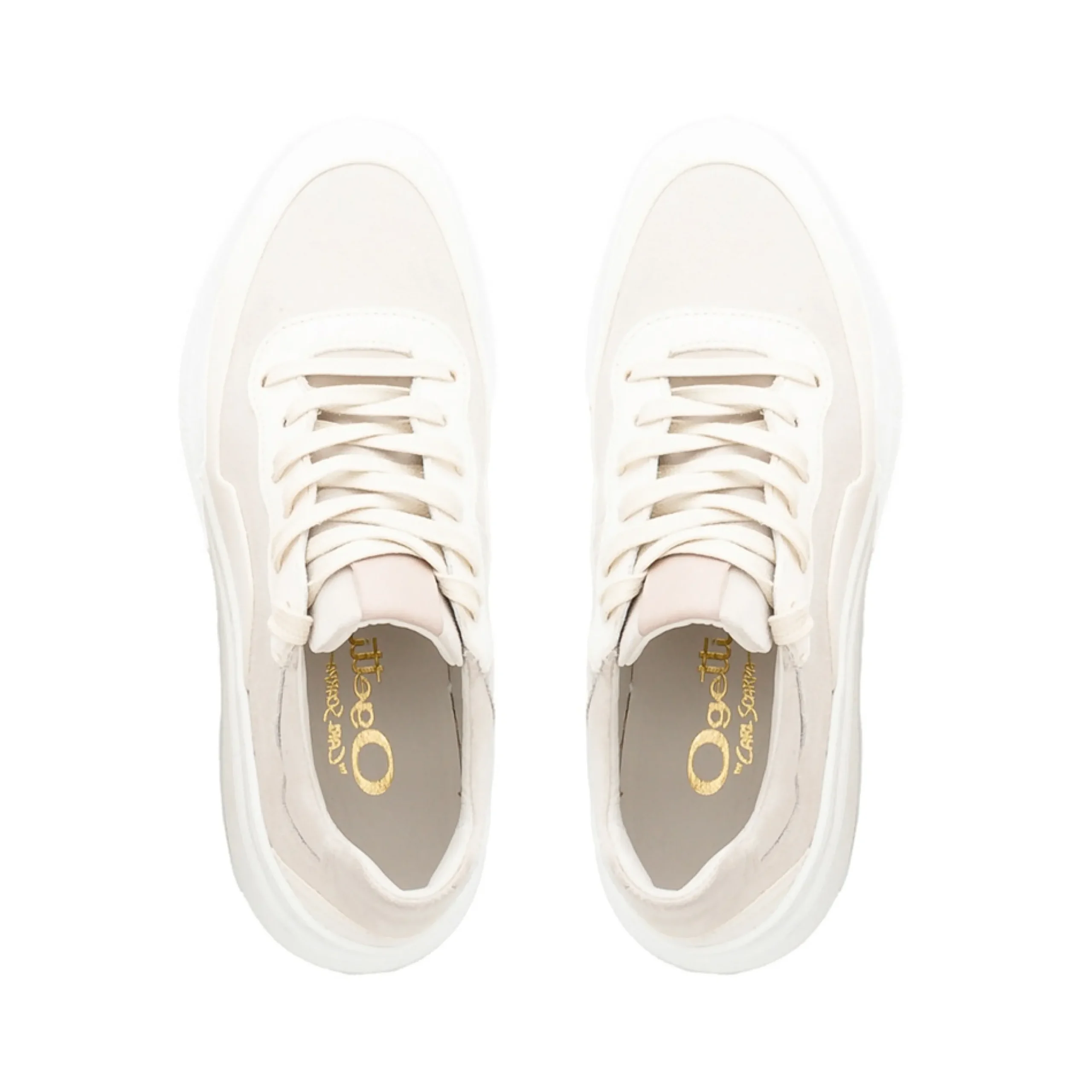 Maive Beige Leather Chunky Trainers