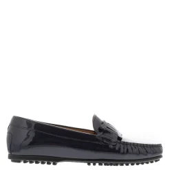 Martedi Navy Leather Penny Loafers