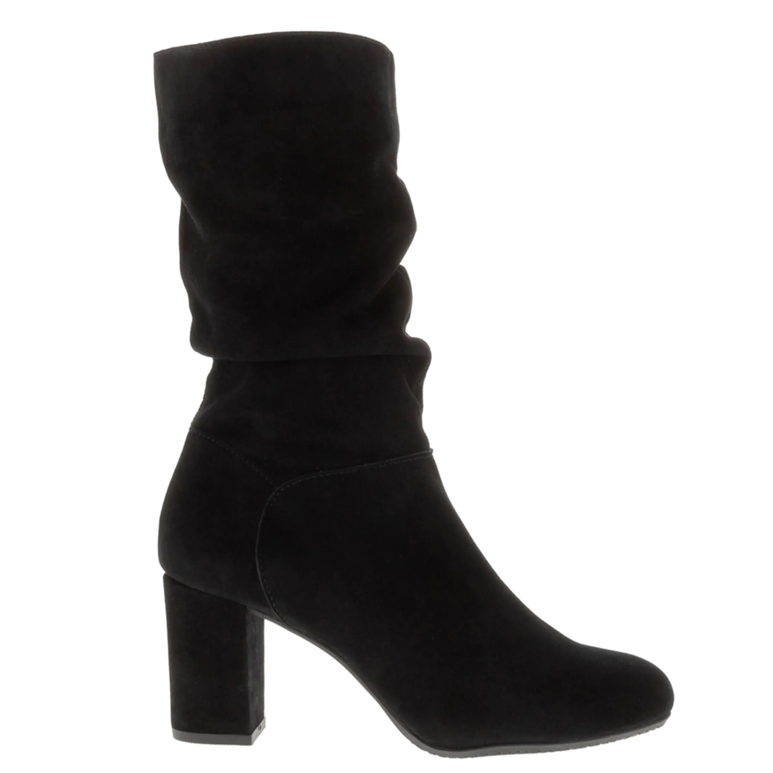 Mathilde Black Suede Rouched Ankle Boots