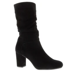 Mathilde Black Suede Rouched Ankle Boots