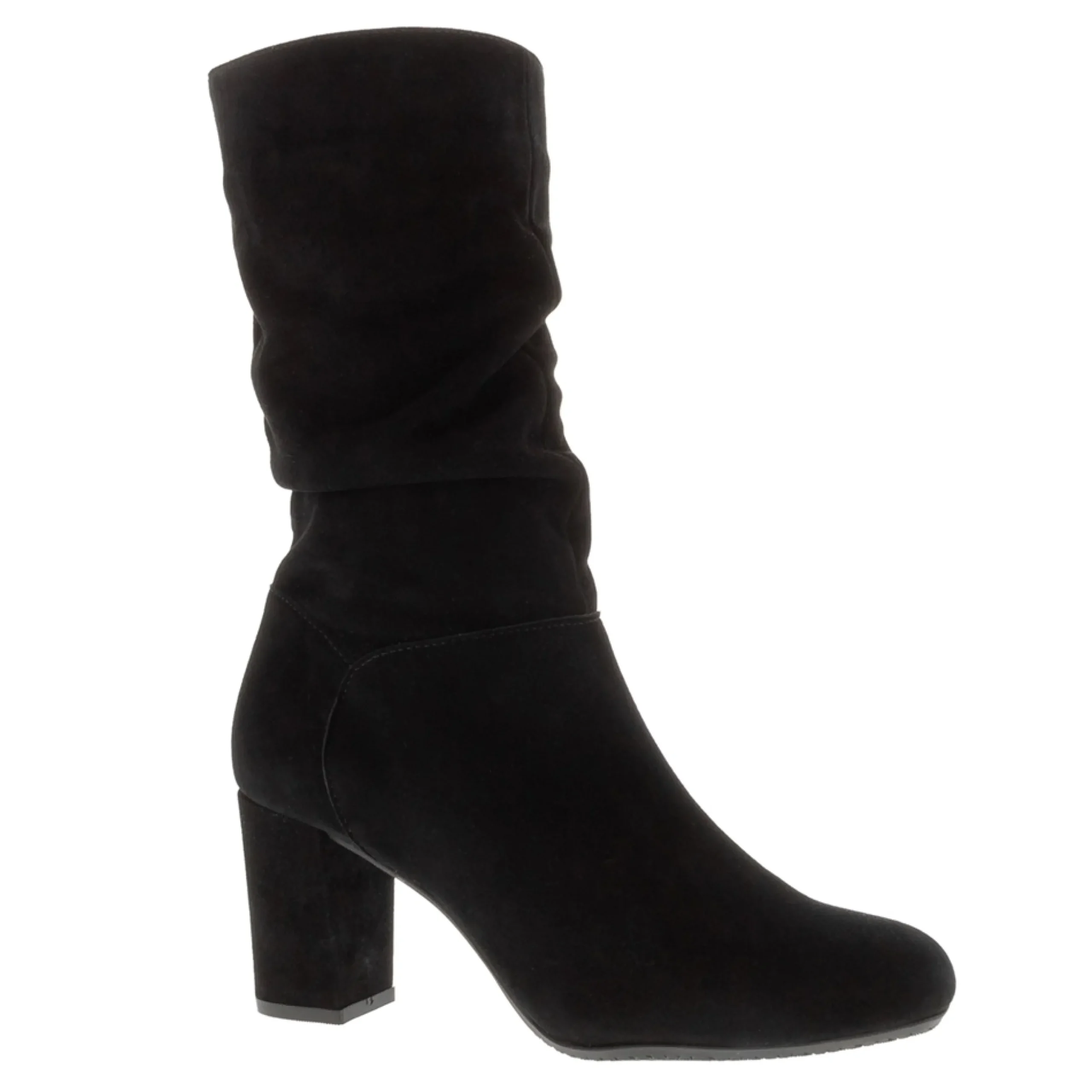Mathilde Black Suede Rouched Ankle Boots