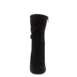 Mathilde Black Suede Rouched Ankle Boots