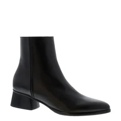 Megan Black Leather Ankle Boots