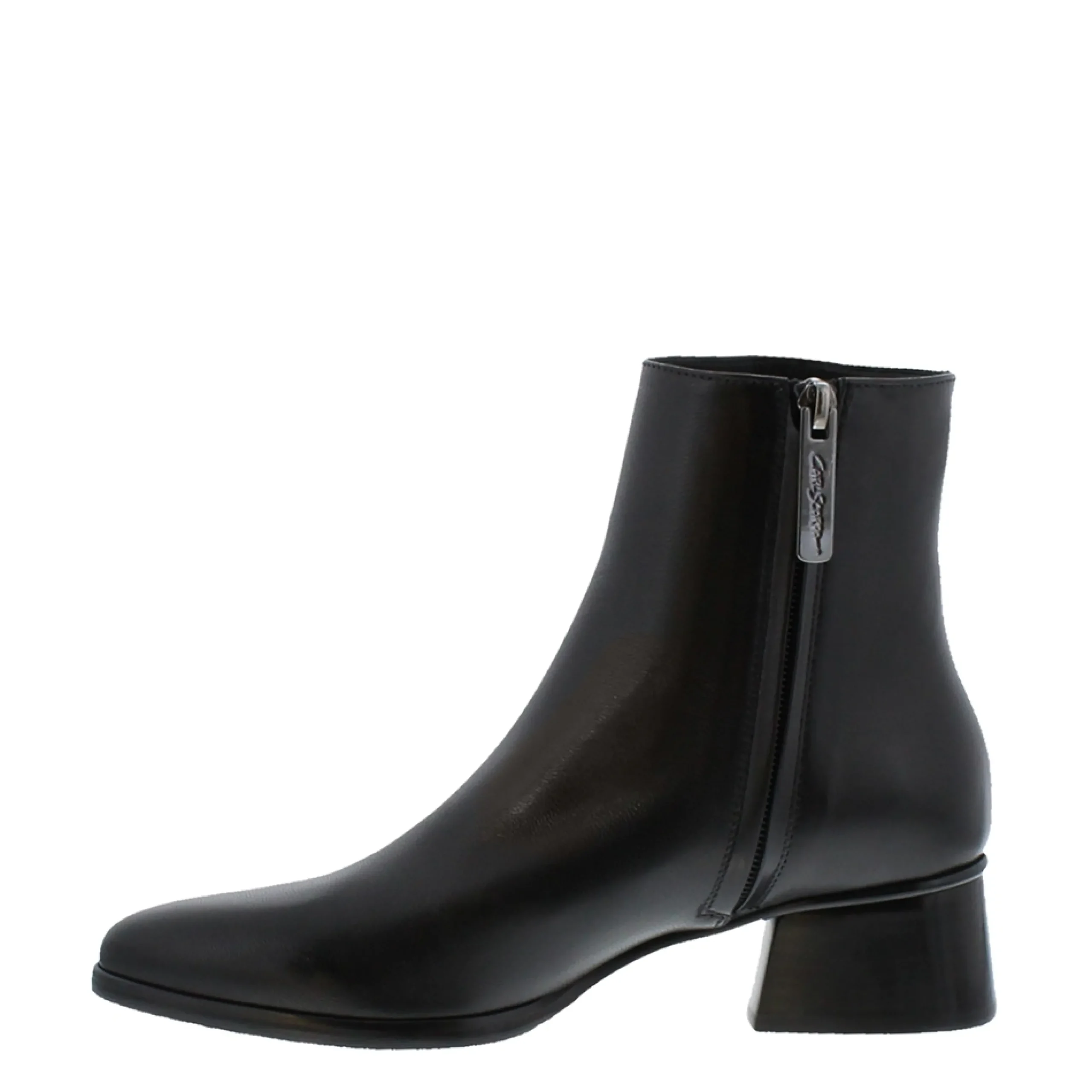 Megan Black Leather Ankle Boots
