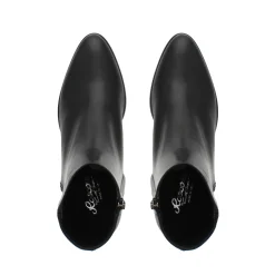 Megan Black Leather Ankle Boots