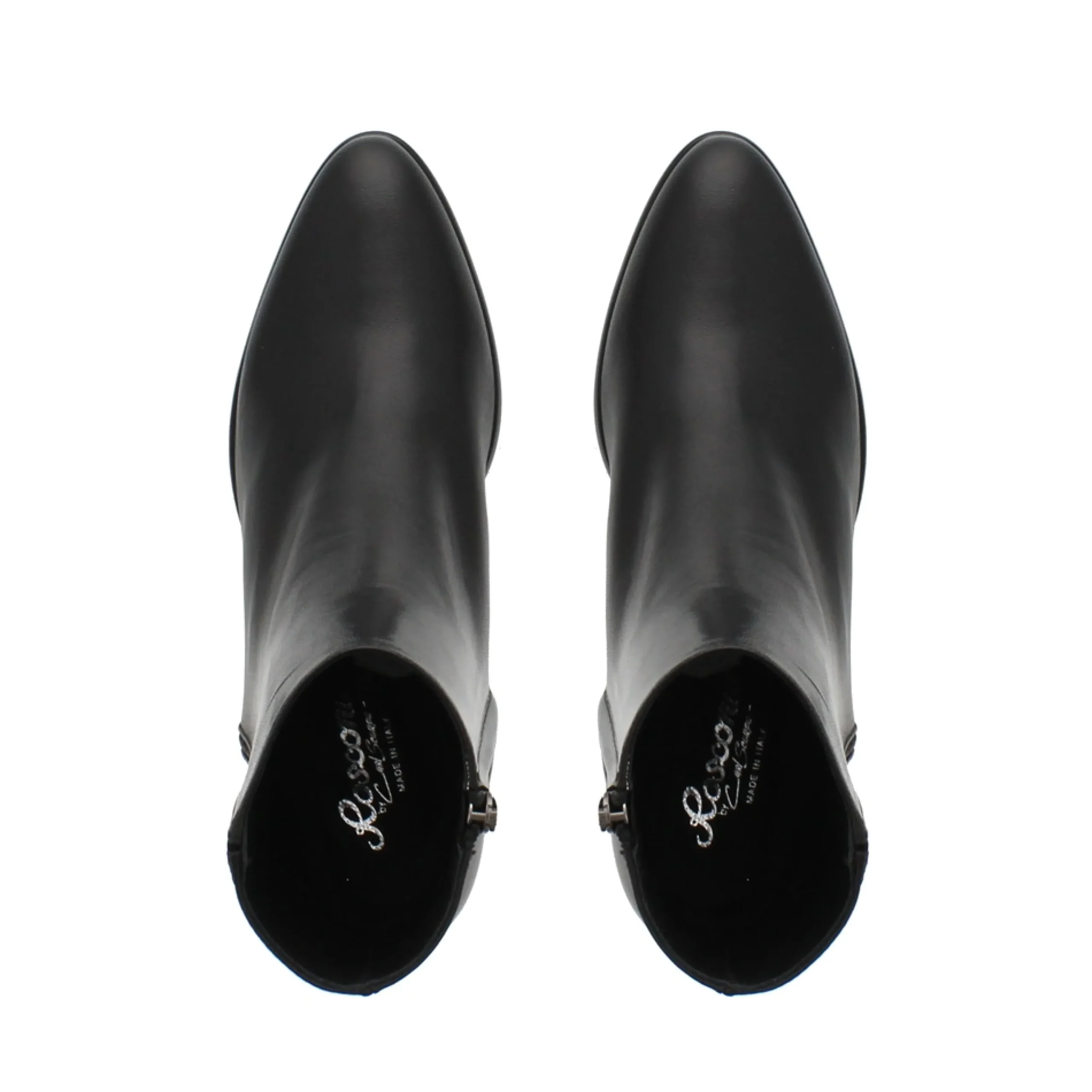 Megan Black Leather Ankle Boots