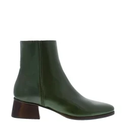 Megan Green Leather Ankle Boots