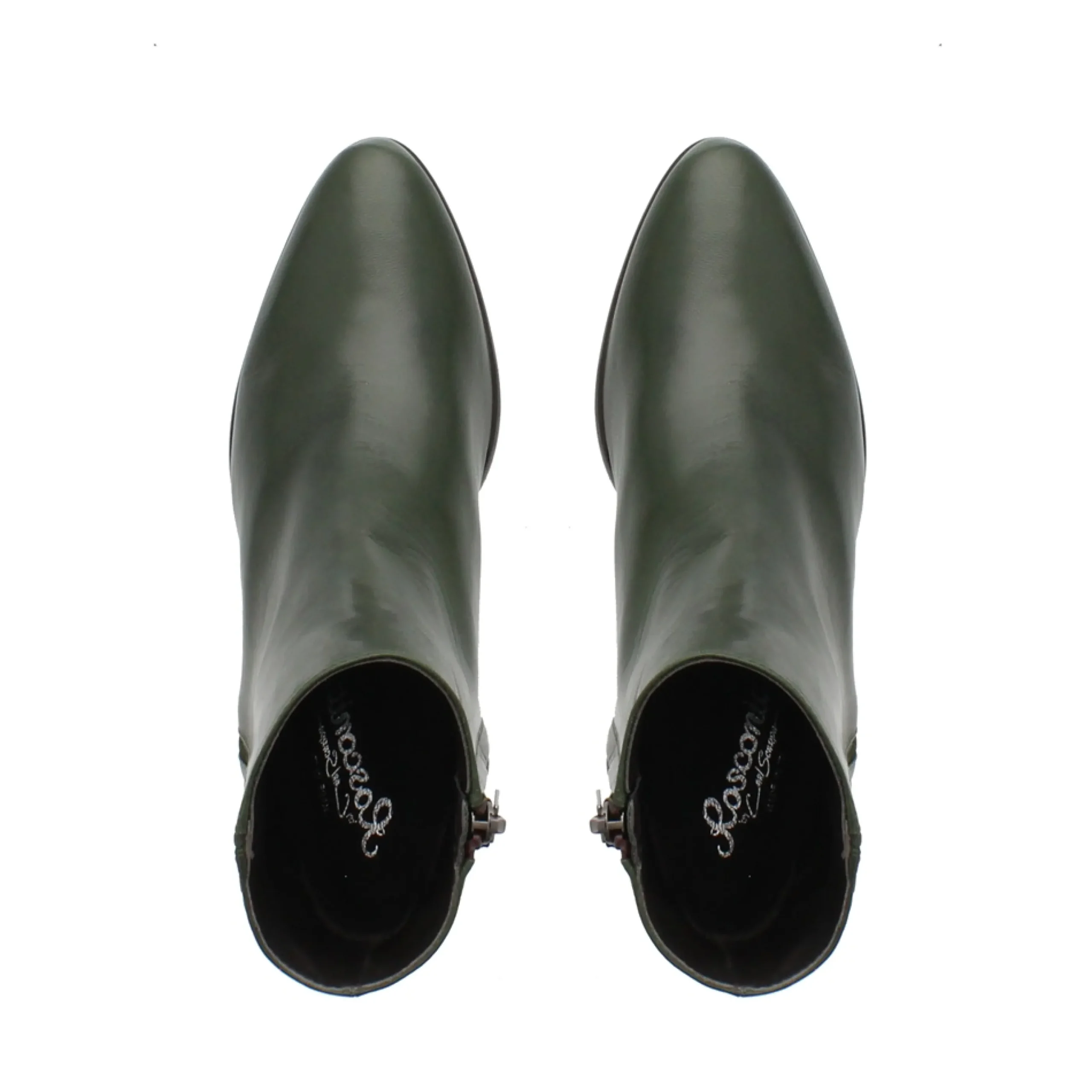 Megan Green Leather Ankle Boots