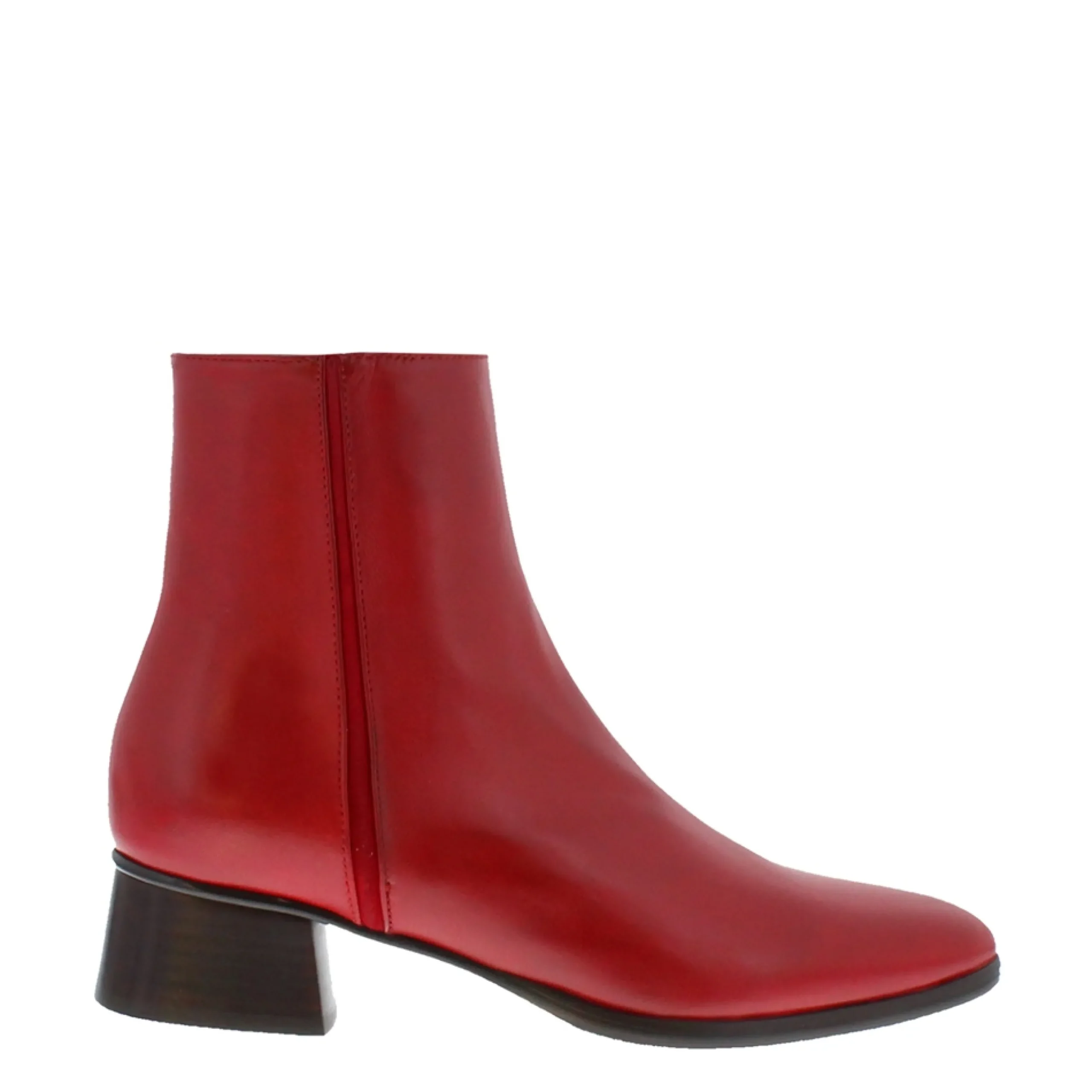 Megan Red Leather Ankle Boots