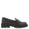 Meri Black Leather Chunky Penny Loafers
