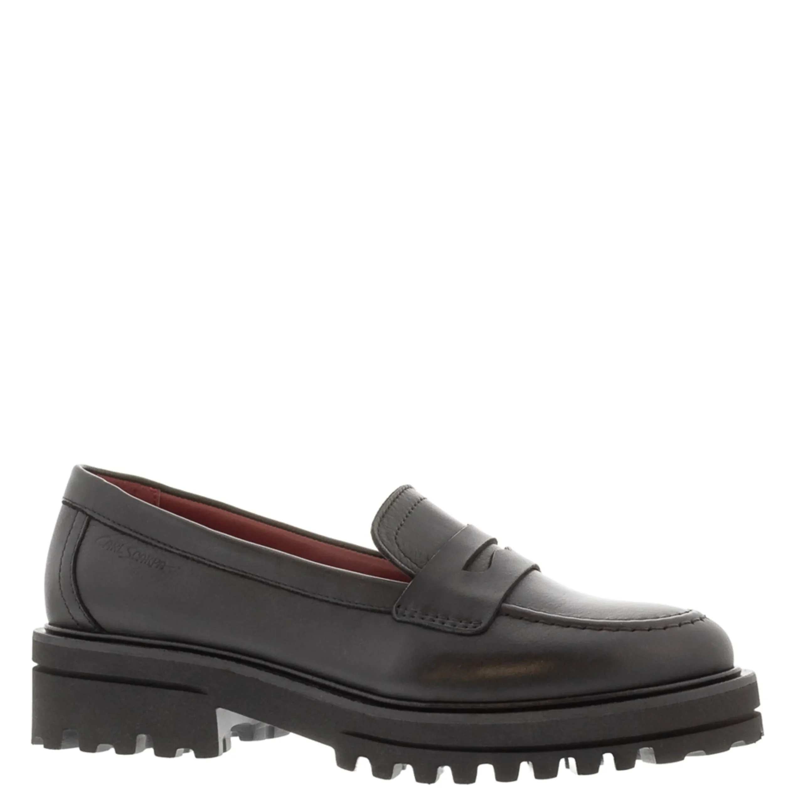 Meri Black Leather Chunky Penny Loafers