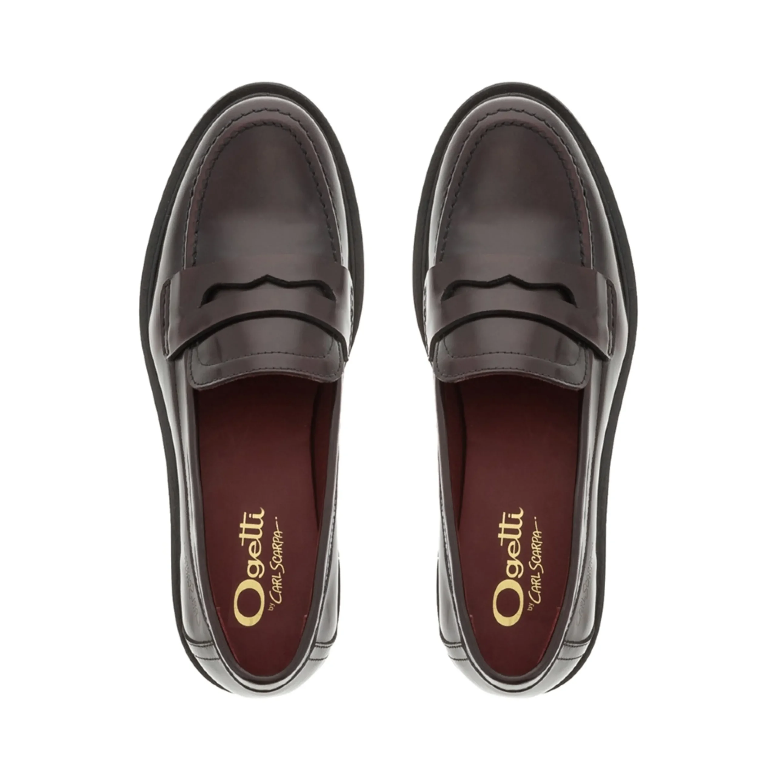 Meri Bordo Leather Chunky Penny Loafers