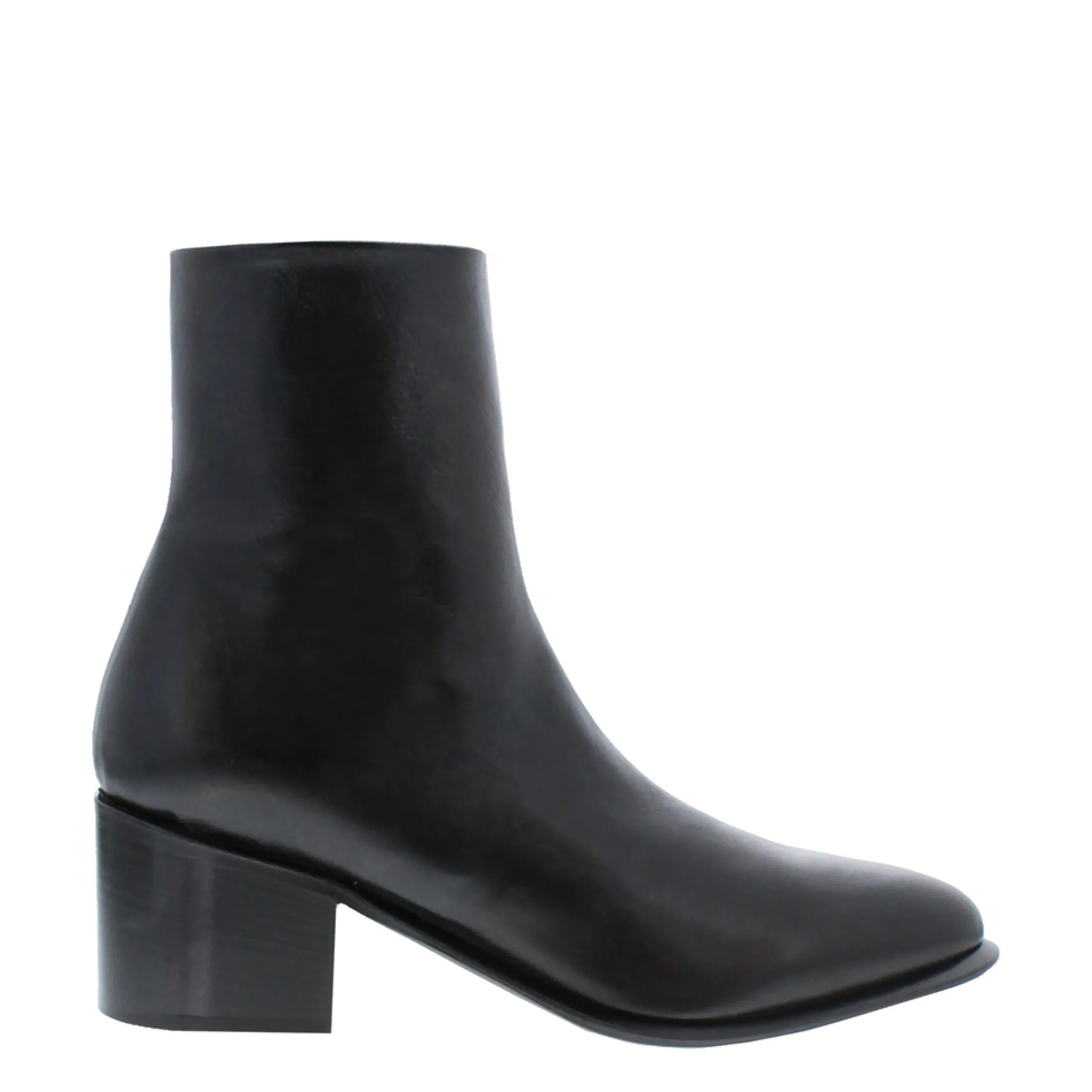 Mezara Black Leather Ankle Boots