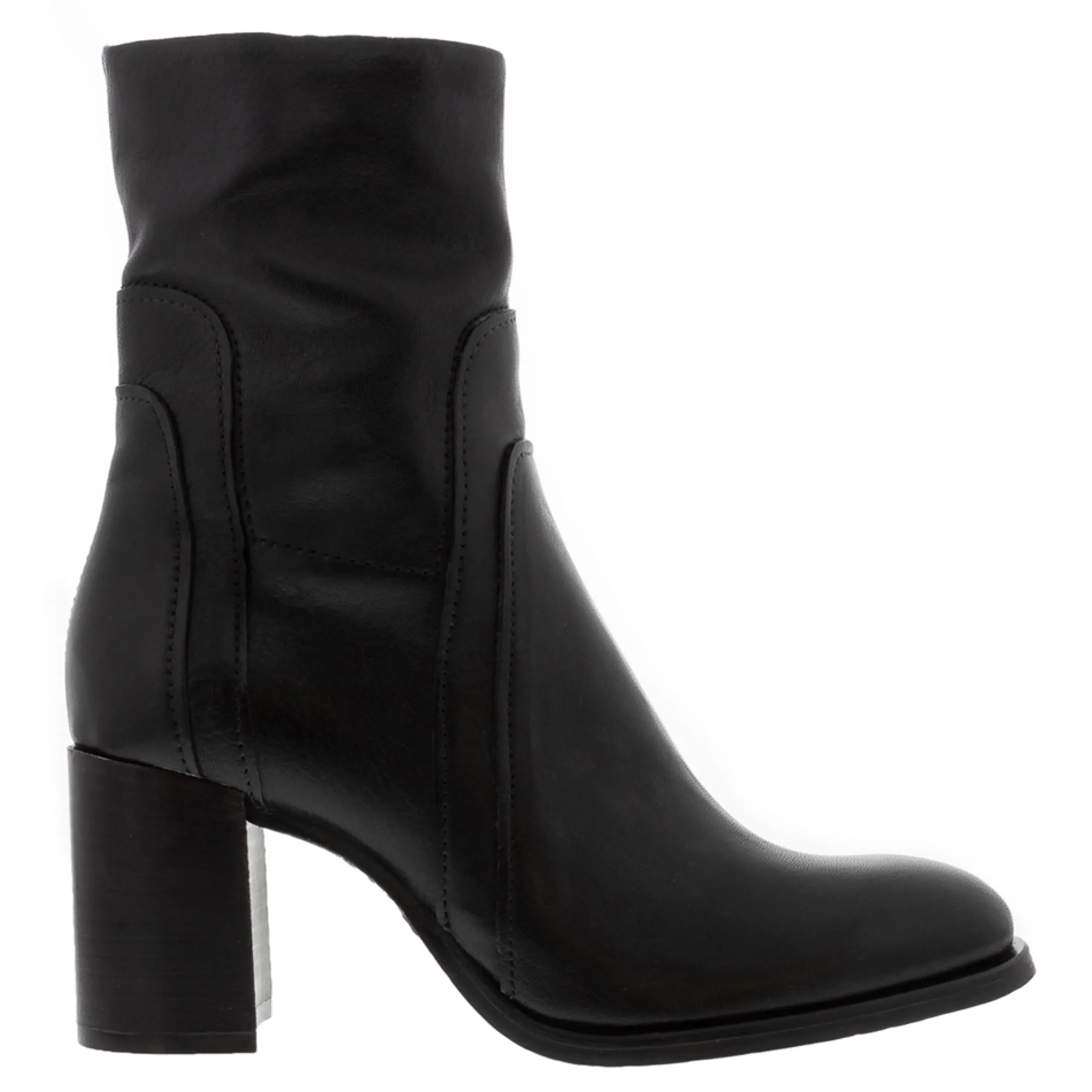 Noemi Black Leather Ankle Boots