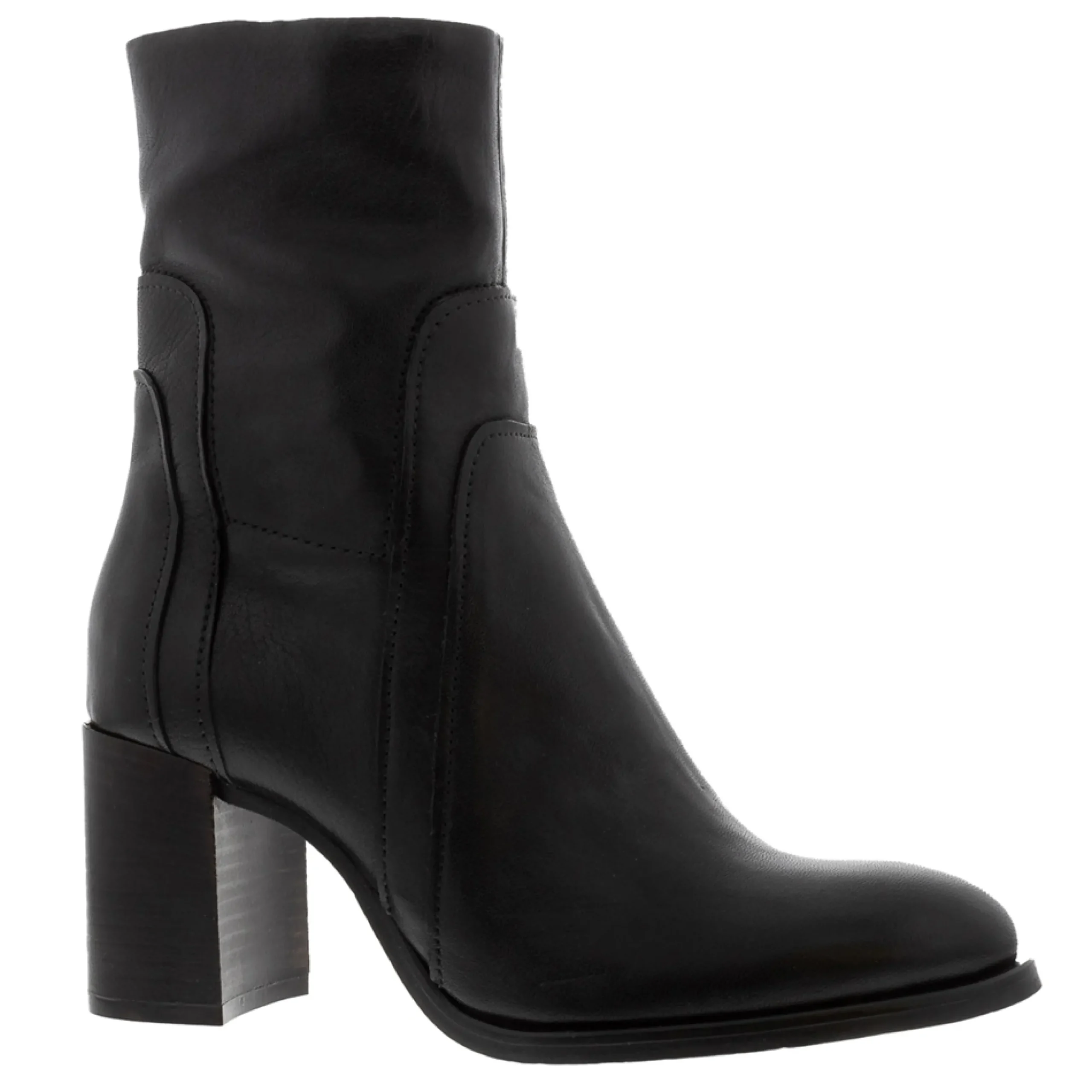 Noemi Black Leather Ankle Boots