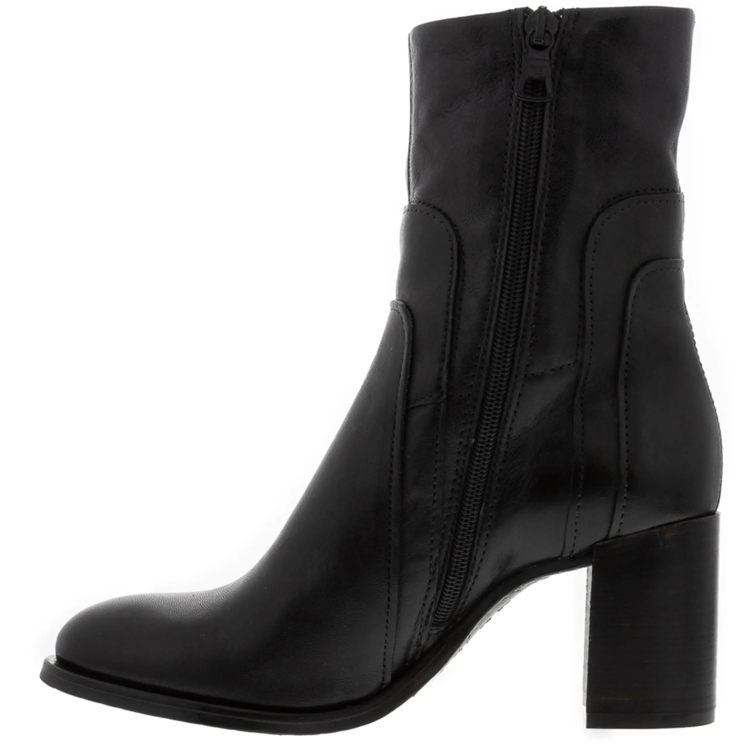 Noemi Black Leather Ankle Boots