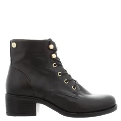 Ocean Black Leather Lace Up Ankle Boots