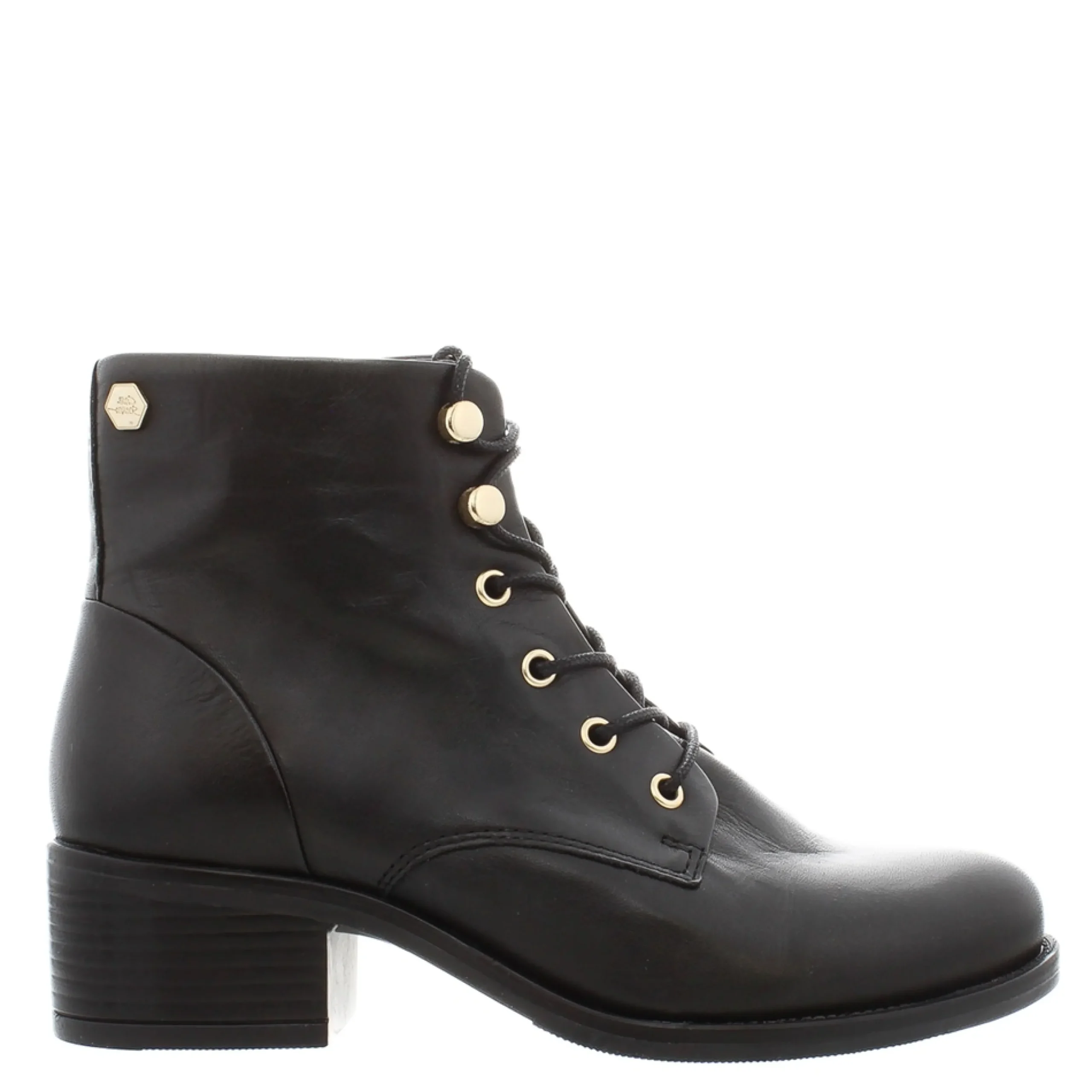 Ocean Black Leather Lace Up Ankle Boots