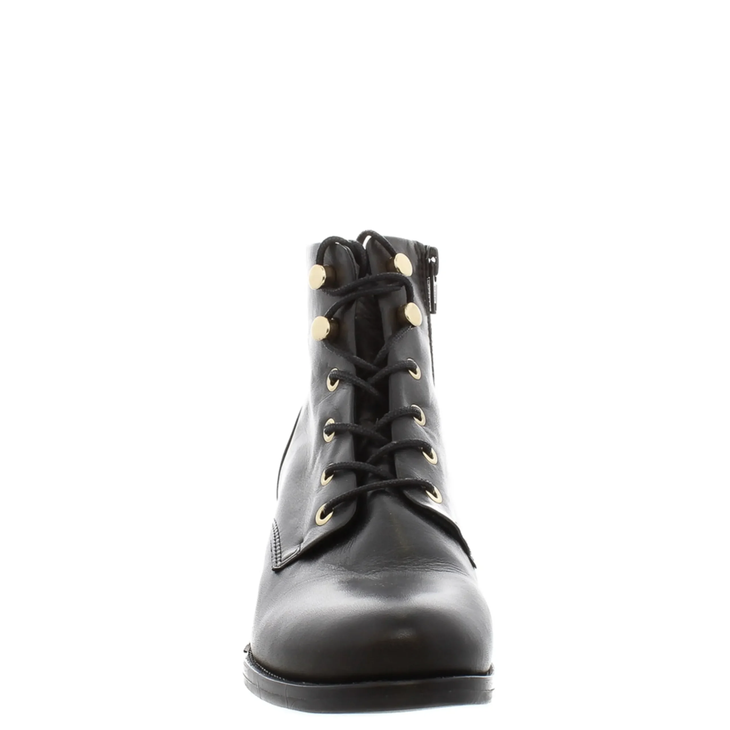 Ocean Black Leather Lace Up Ankle Boots