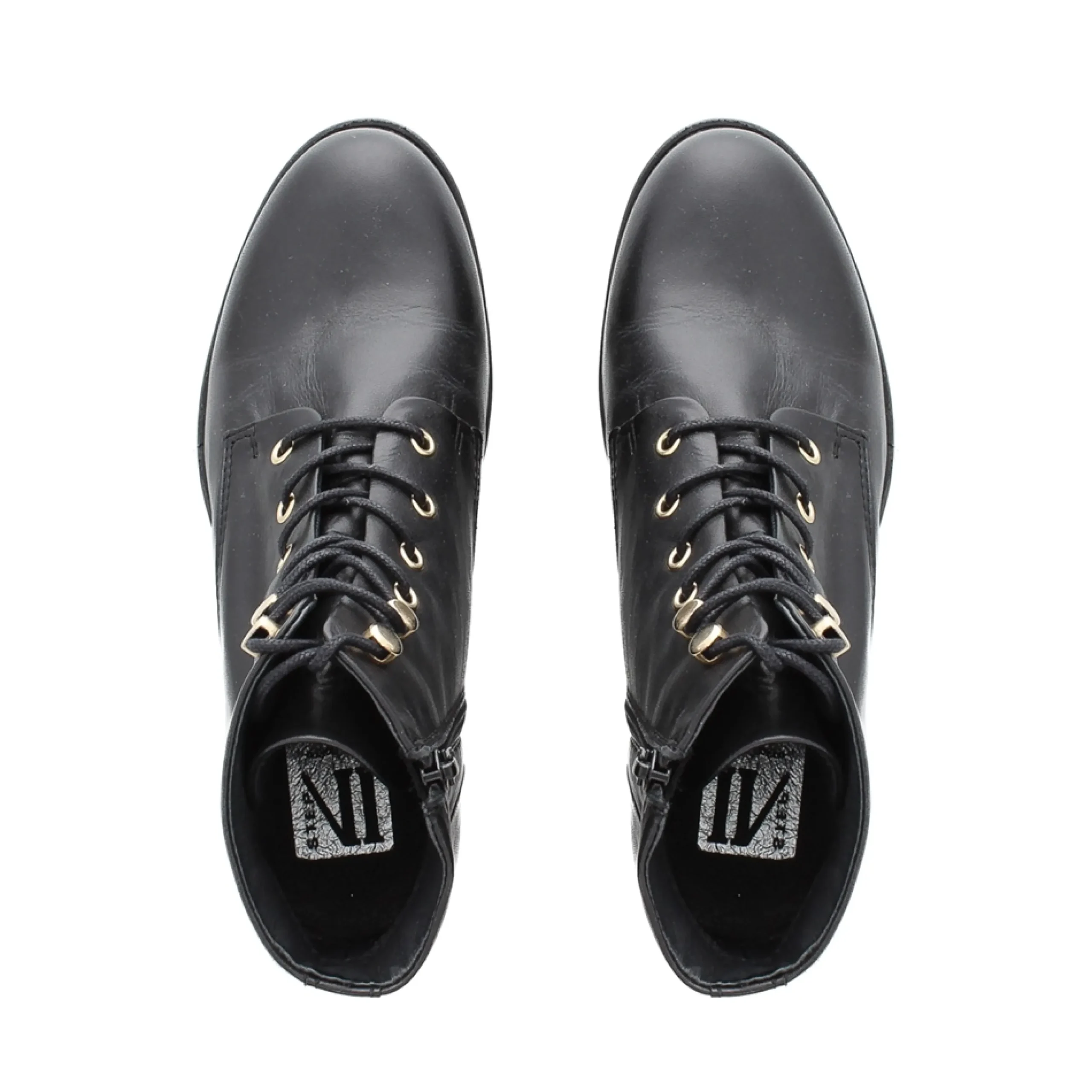 Ocean Black Leather Lace Up Ankle Boots