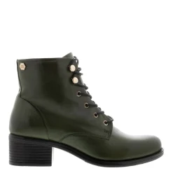 Ocean Green Leather Lace Up Ankle Boots