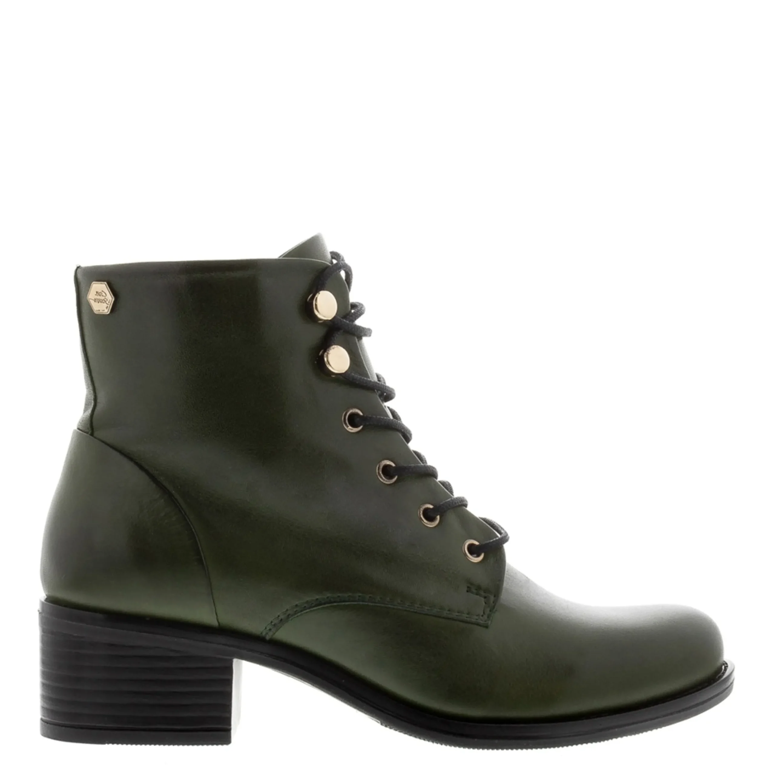 Ocean Green Leather Lace Up Ankle Boots
