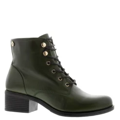 Ocean Green Leather Lace Up Ankle Boots