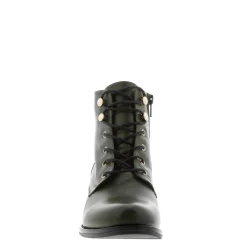 Ocean Green Leather Lace Up Ankle Boots
