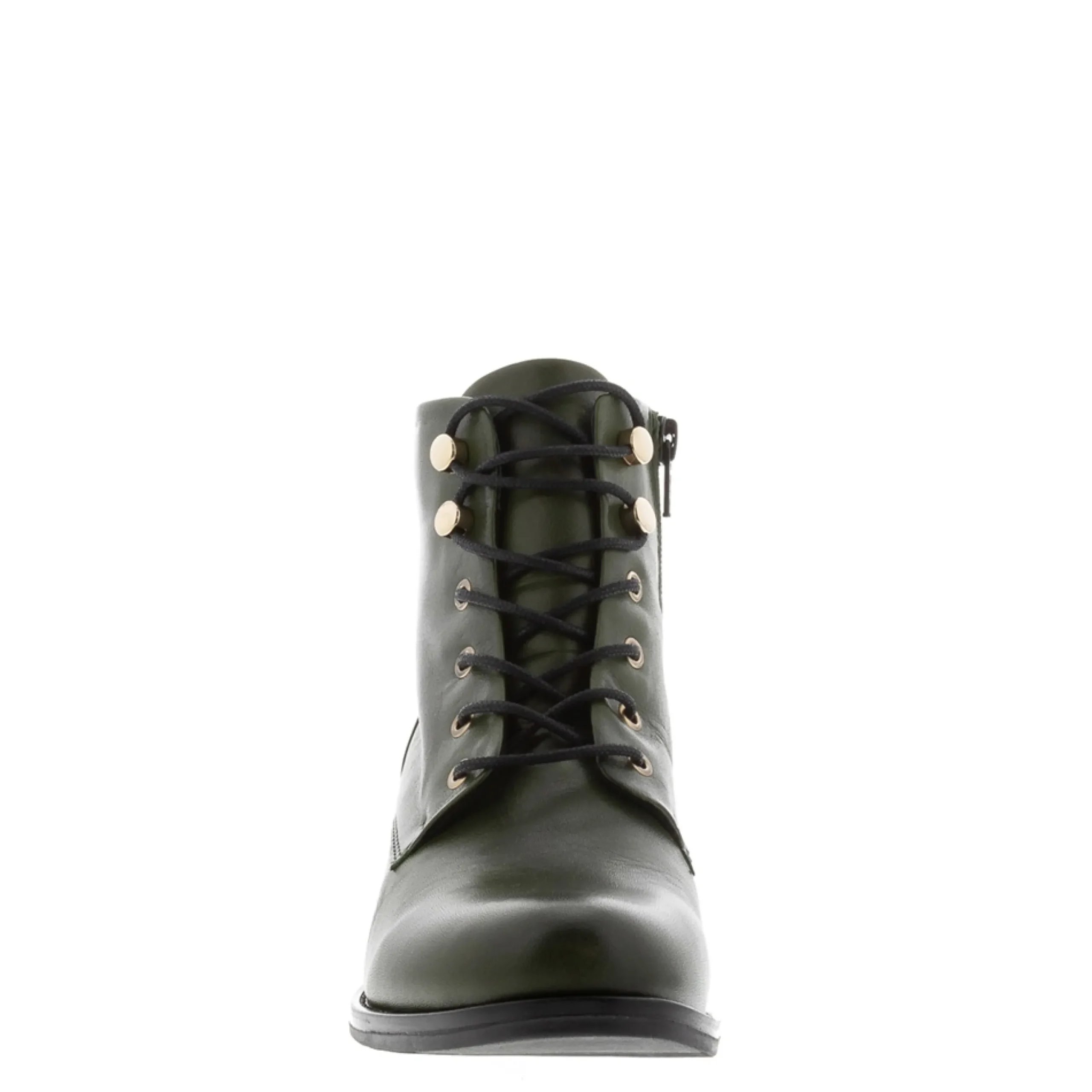 Ocean Green Leather Lace Up Ankle Boots