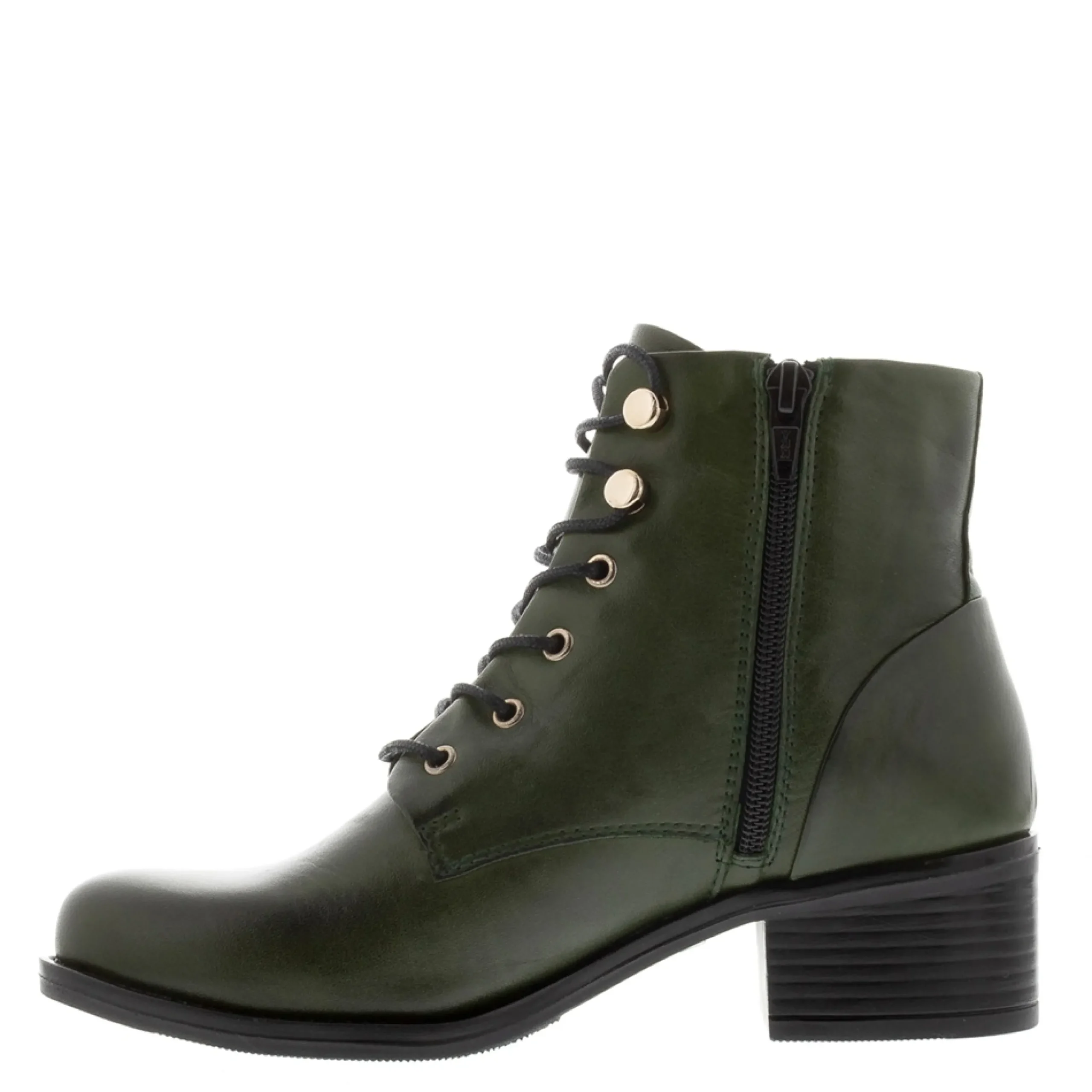 Ocean Green Leather Lace Up Ankle Boots