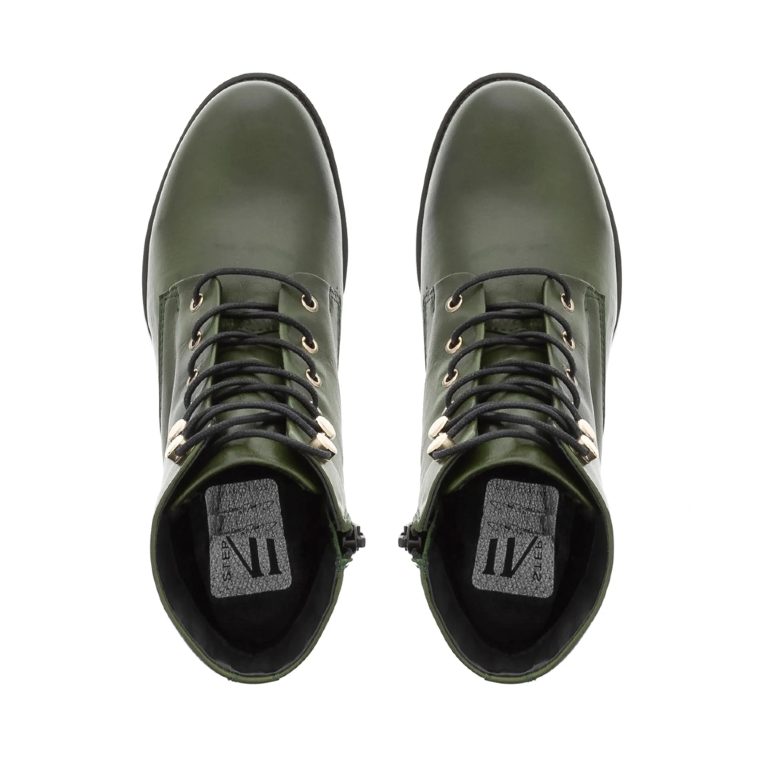 Ocean Green Leather Lace Up Ankle Boots