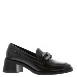 Piacenza Black Leather Block Heel Loafers